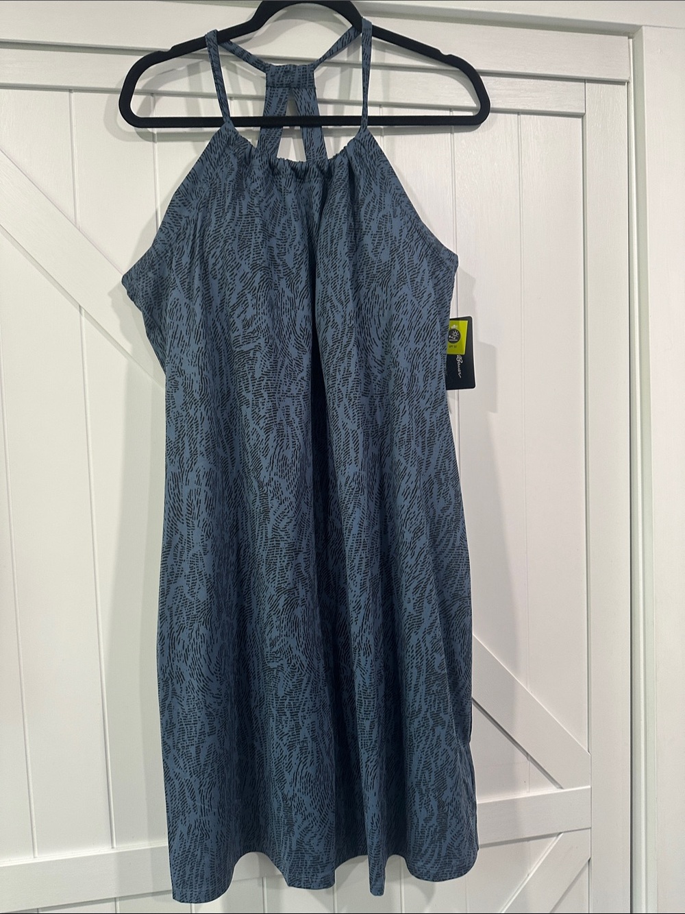Eddie Bauer Blue Printed Halter Midi Dress